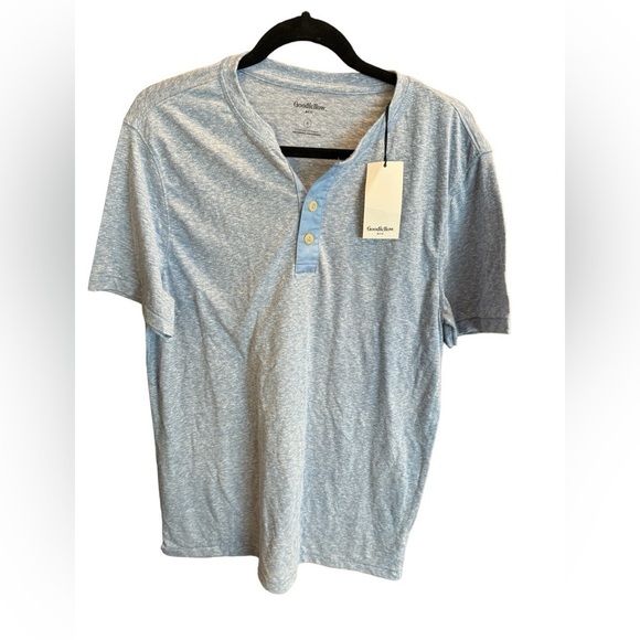 Goodfellow & Co Horizon Blue Henley Button Front Tshirt Men's Size Medium - NWT - Picture 1 of 6